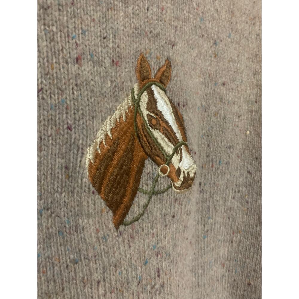Vintage 70s Lord Jeff Mountain Marls Wool Horse Sweater Mens L Gray Crewneck USA - Picture 3 of 9